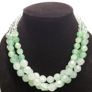 Three Layer Green Ombre Necklace, Three Shades of Faceted Green Acrylic Beads
